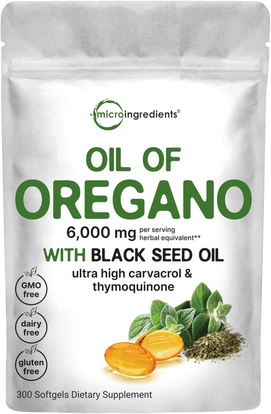 🌿 Aceite de Orégano – Oil of Oregano 6,000mg con Black Seed Oil
